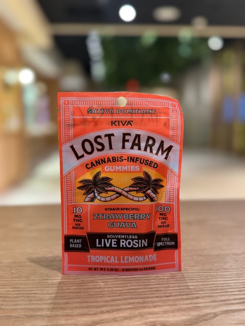 Photograph of product: Kiva | Lost Farm | Tropical Lemonade x Ztrawberry Guava | Live Rosin | 10pk Gummies | 100mg