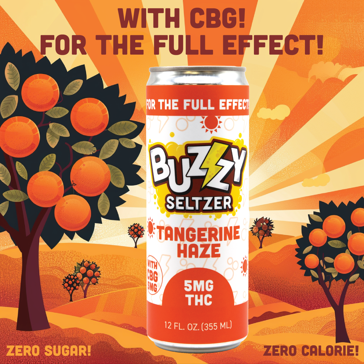 Photograph of product: Buzzy Seltzer - Tangerine Haze (with CBG)