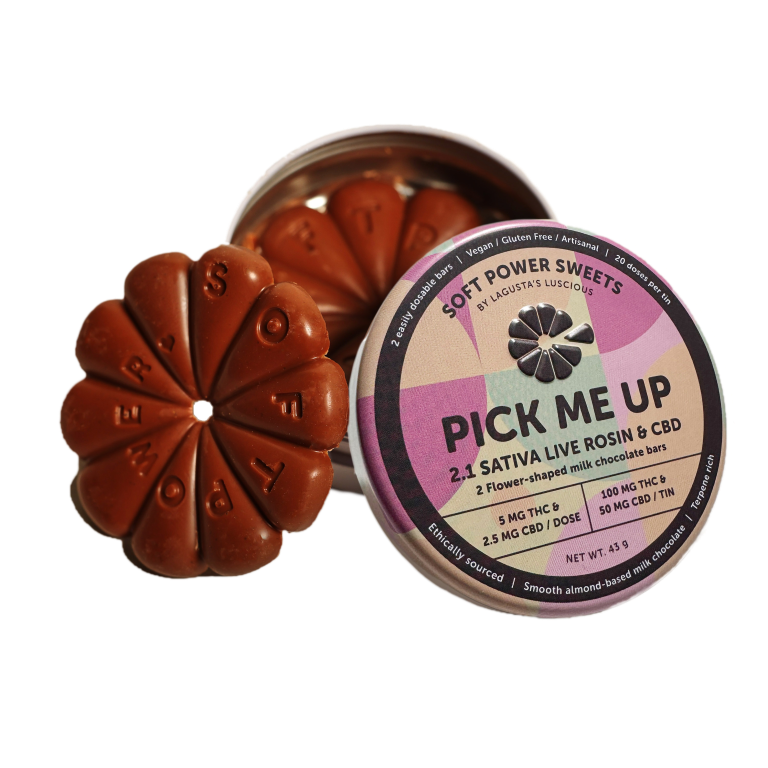 Photograph of product: Soft Power Sweet / Edible / 100mg / Disc Pick Me Up