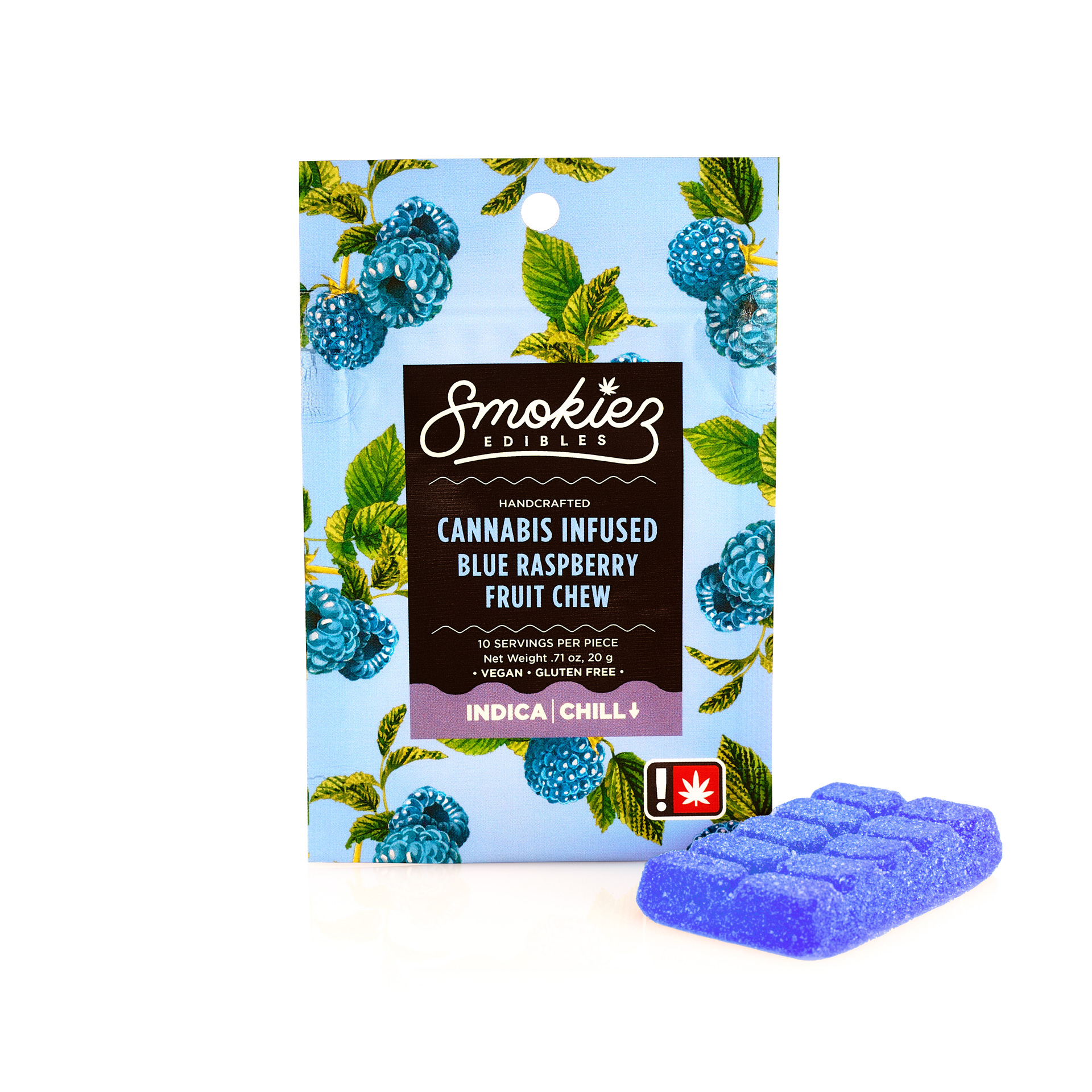 Photograph of product: Blue Raspberry Oui'd Scored-Single Piece 100mg TH-oui Fruit Chew