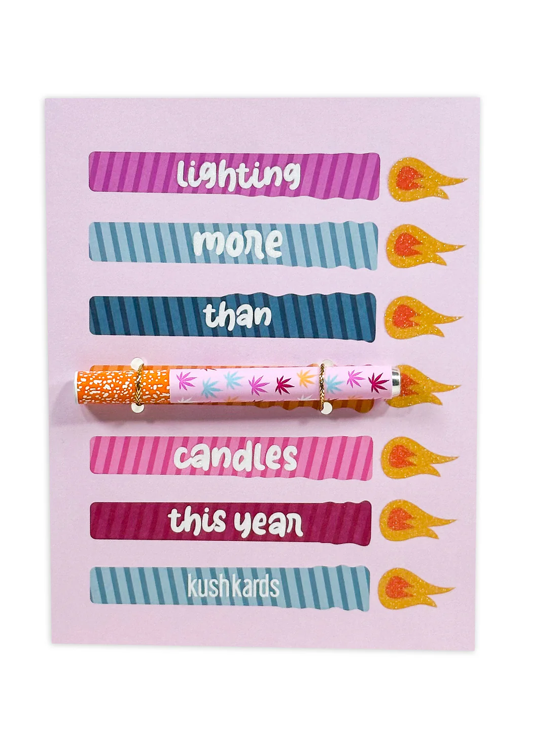 Photograph of product: KushKards |  Candles Birthday Card with One Hitter Pipe