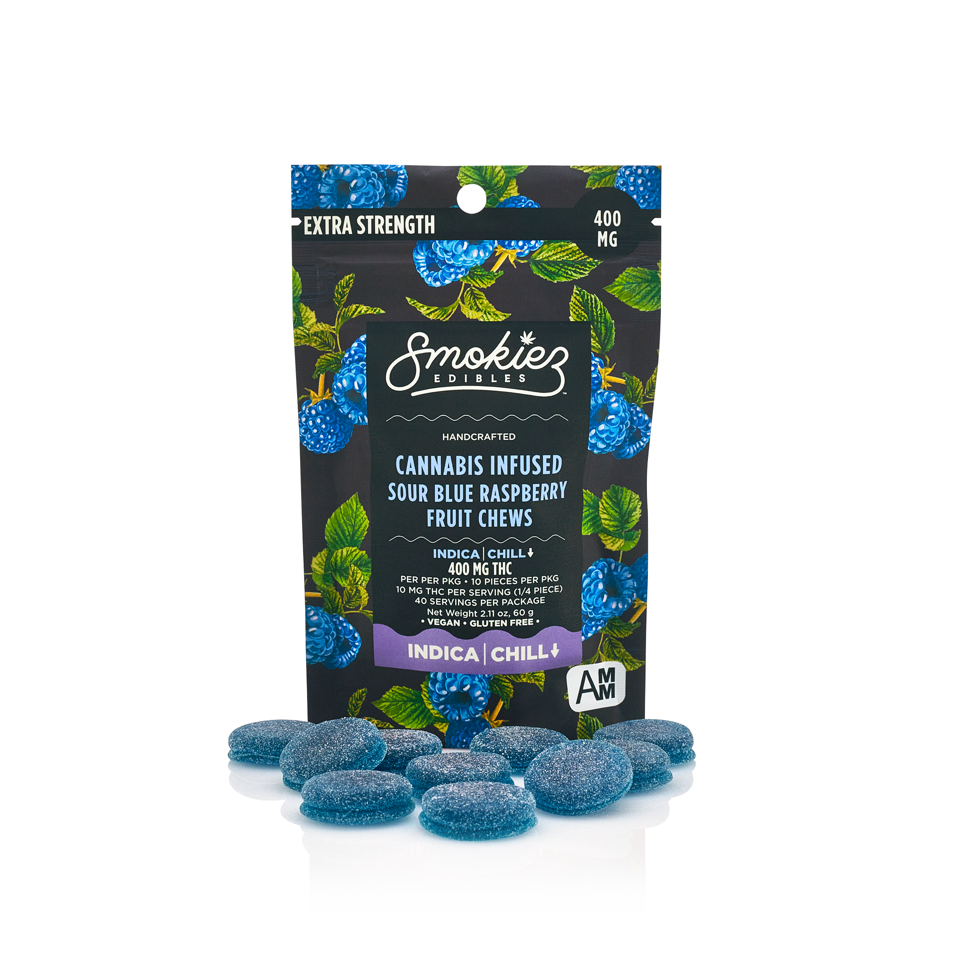 Photograph of product: Dark Horse | Smokies | Sour Blue Raspberry | Gummies | 400mg
