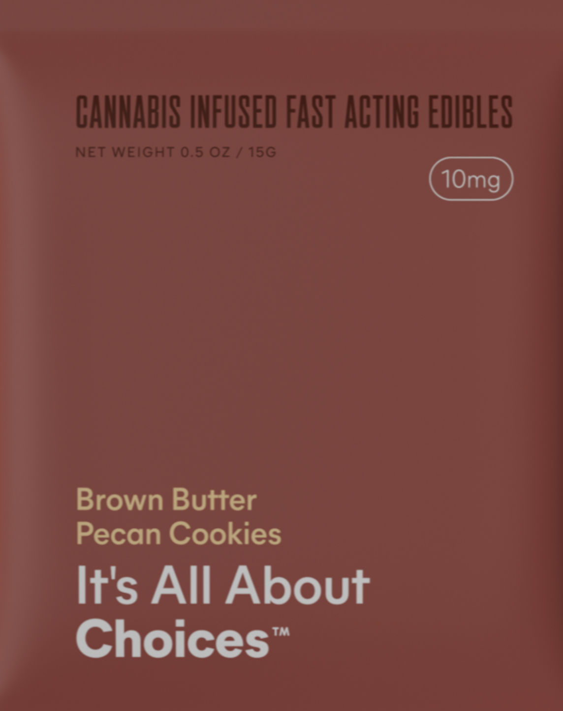 Photograph of product: It's All About Choices 10mg Brown Butter Pecan Cookies - 5 x 2mg