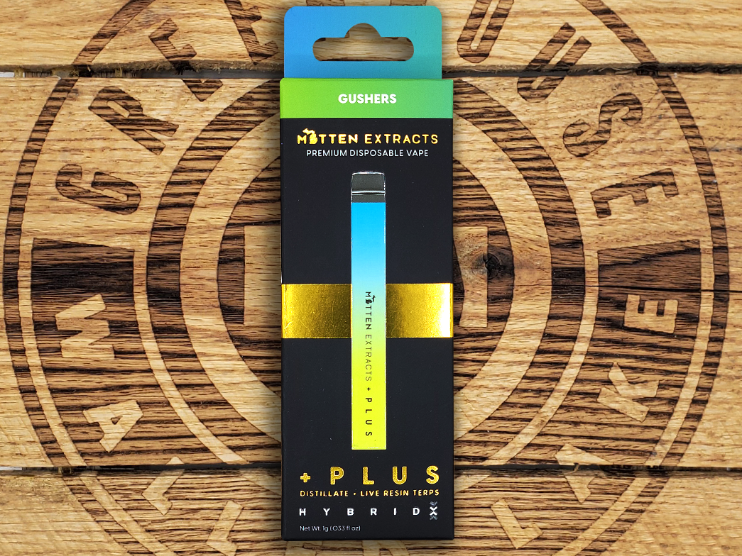 Photograph of product: Mitten Extracts | + Gushers | 1g AIO Cart