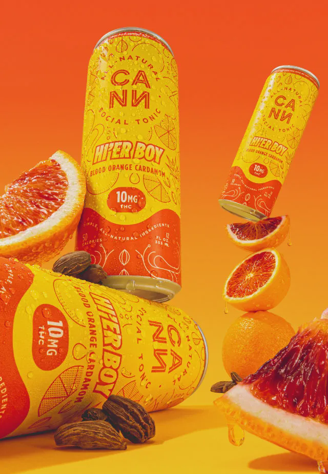 Photograph of product: CANN HI'ER BOY| Blood Orange Cardamom | 10mg THC Infused Social Tonic Can