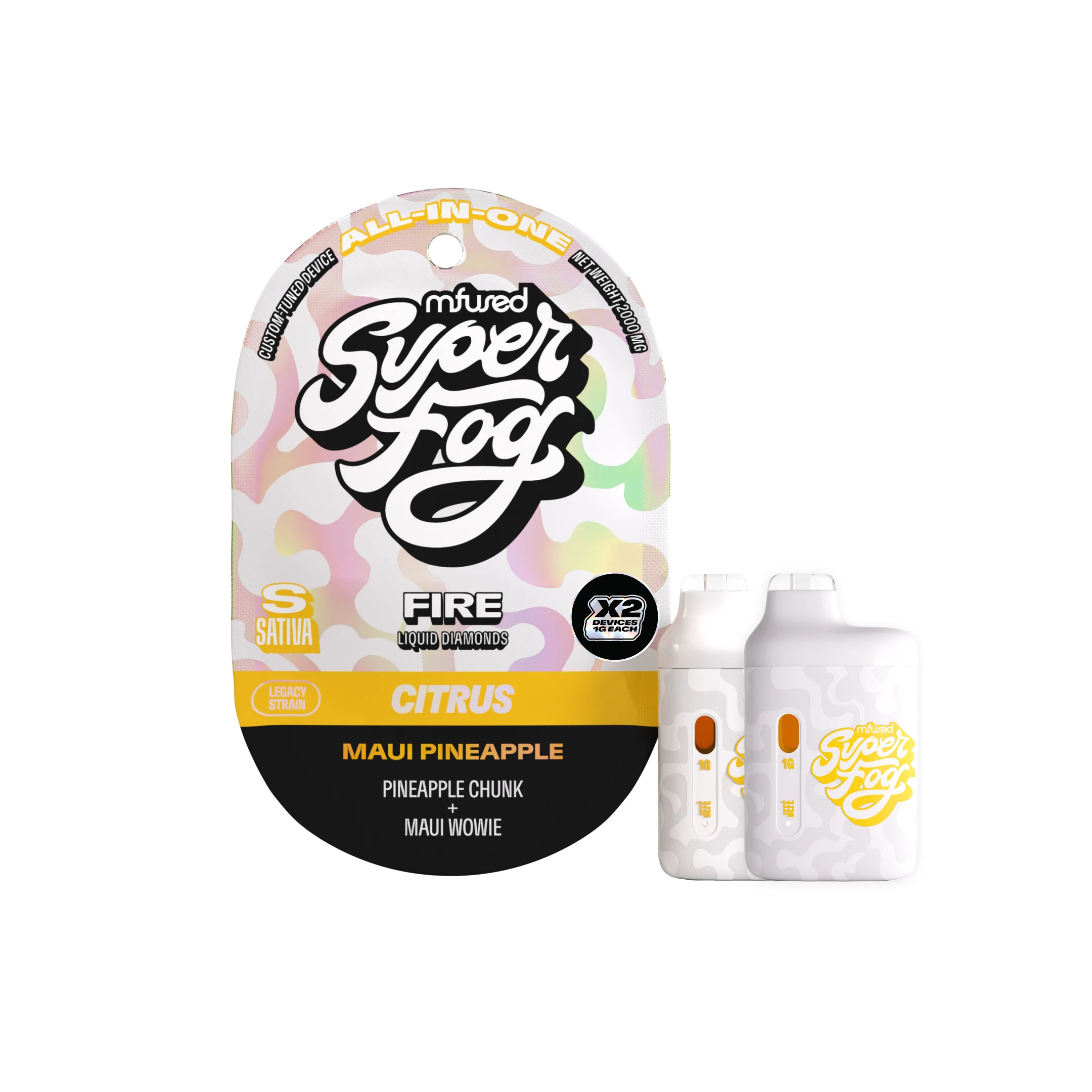 Photograph of product: SUPER FOG Maui Pineapple 2pk 1g Disposable Vapes