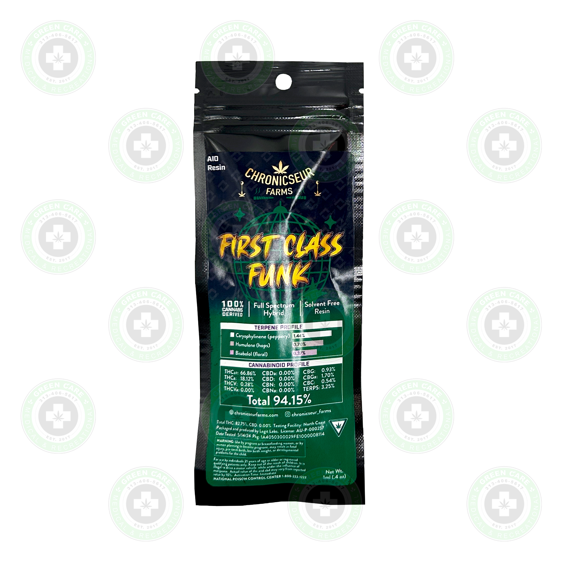 Photograph of product: Chronicseur Farms - First Class Funk Live Rosin Disposable 0.5g