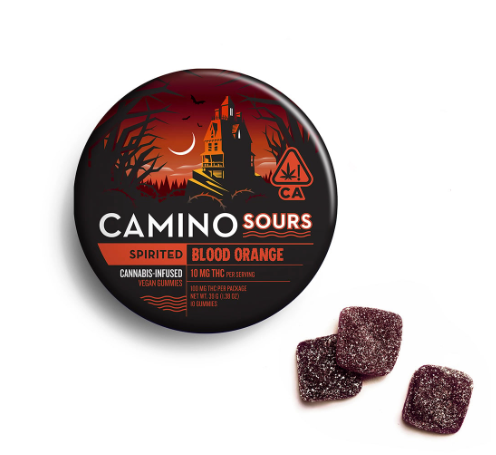 Photograph of product: Blood Orange Spirited [H/S] | 100mg TH-oui | 10PK Sour Gummy | Camino