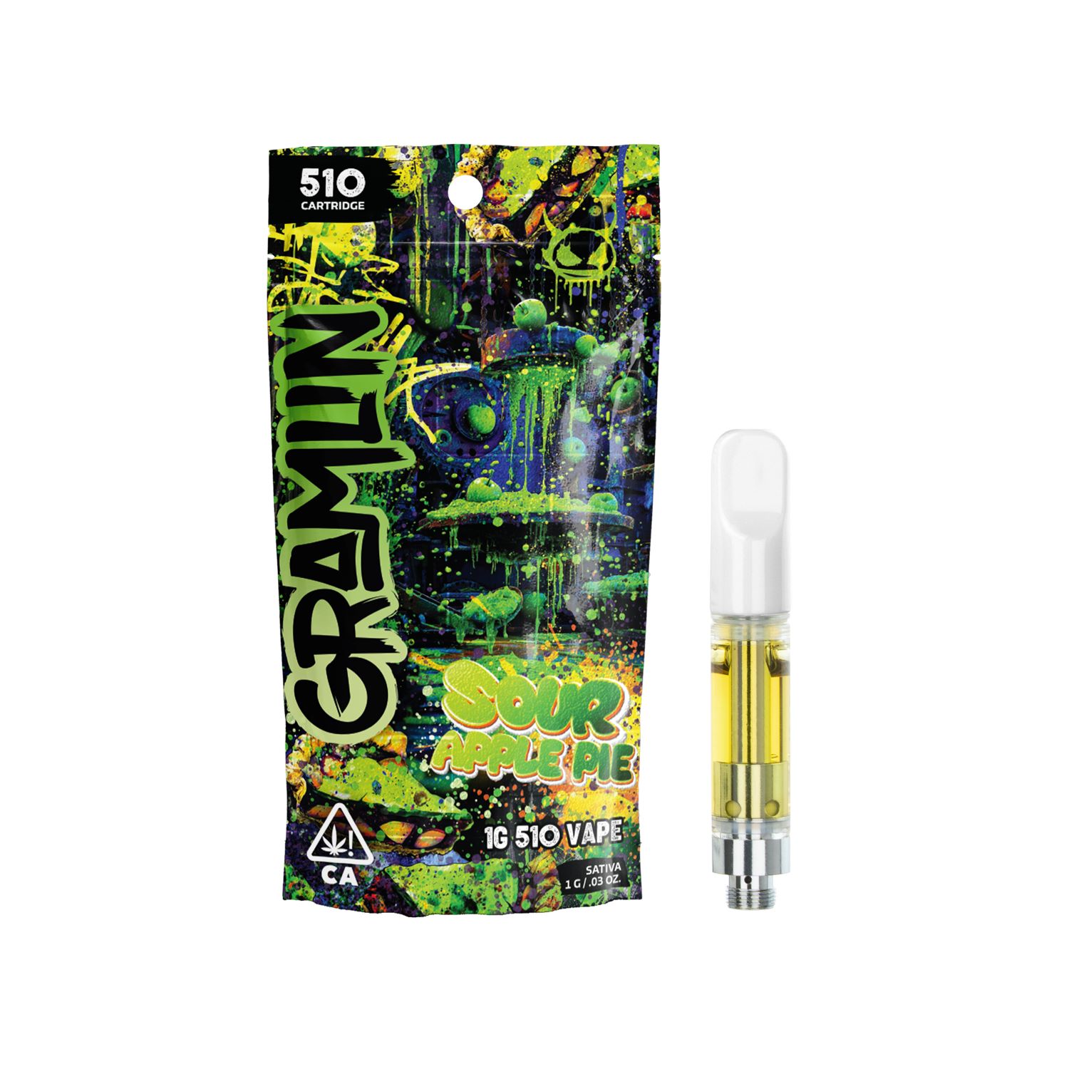 Photograph of product: GRAMLIN 510 VAPE CARTRIDGE - SOUR APPLE PIE 1G