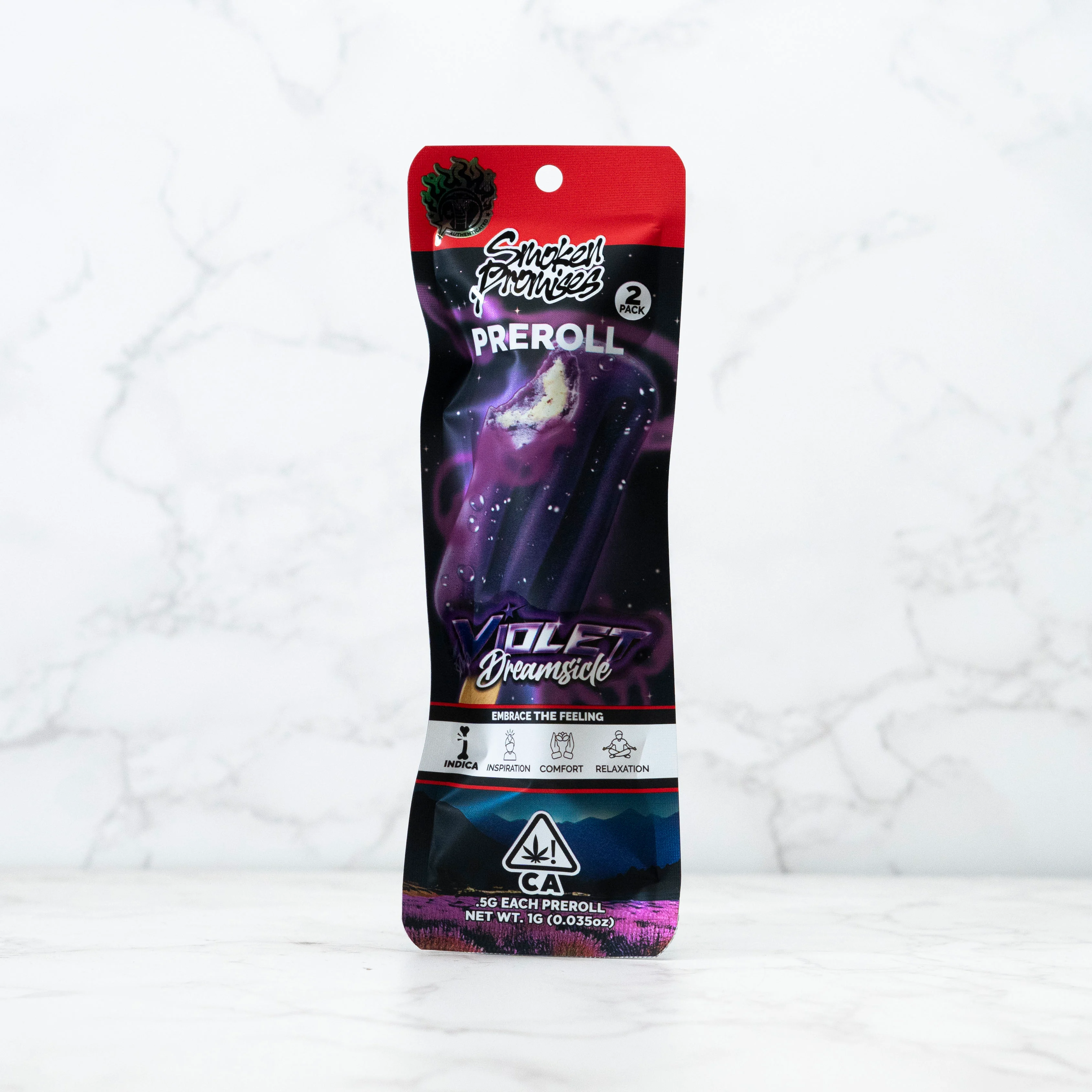 Photograph of product: SMOKEN PROMISES VIOLET DREAMCICLE 2PK 0.5G PREROLLS