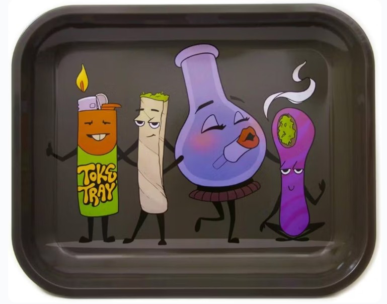 Photograph of product: ROLLING TRAY SMOKE SQUAD METAL 5 X 7