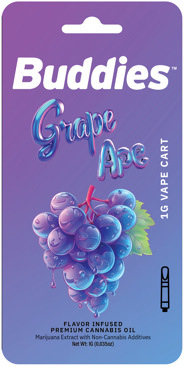 Photograph of product: Buddies Flavors - Grape Ape (H) - Flavored Distillate Cartridge 1g