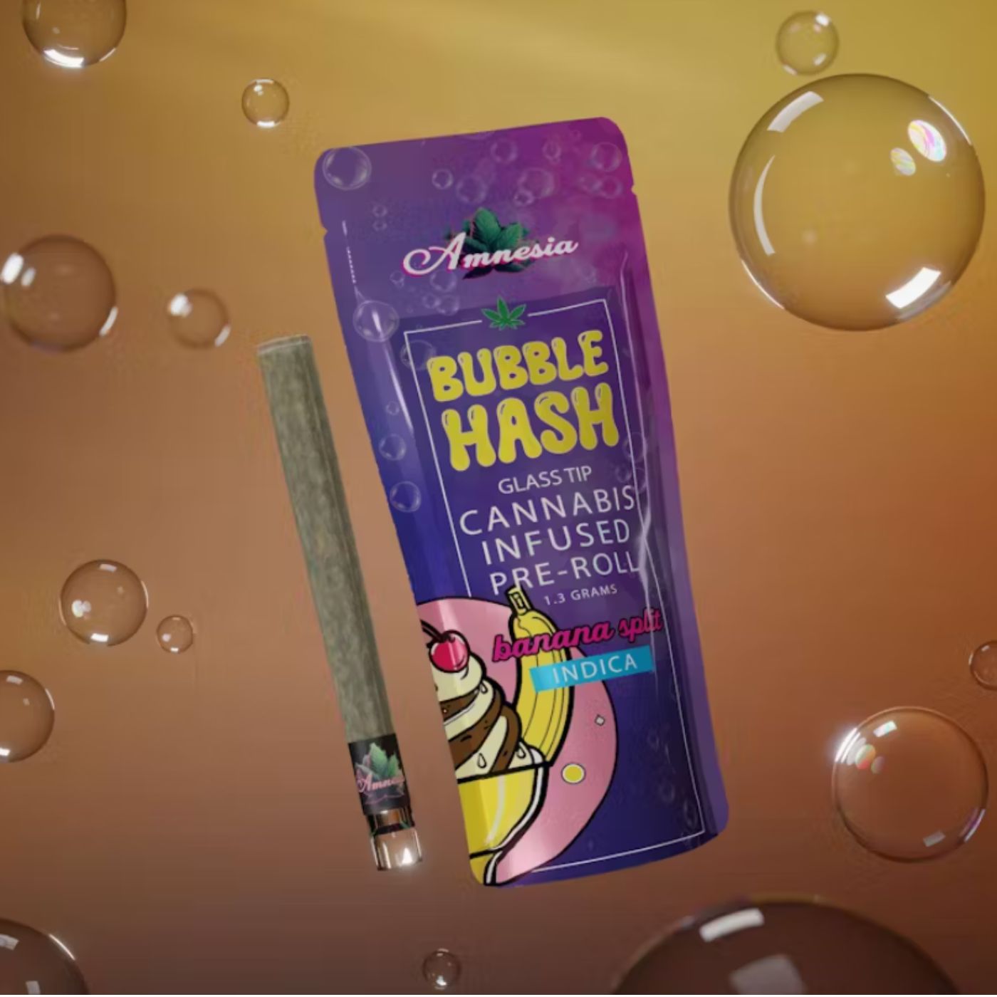 Photograph of product: Amnesia - Banana Split 1.3g Bubble au chocolat PR