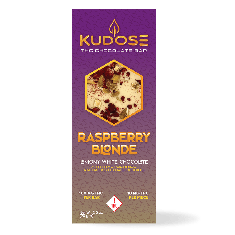 Photograph of product: Kudose - Chocolate Bar - Raspberry Blonde 100 mg