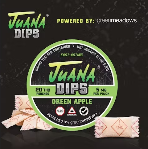 Photograph of product: JUANA DIPS - Green Apple Pouches - 20pk (5mg/100mg)