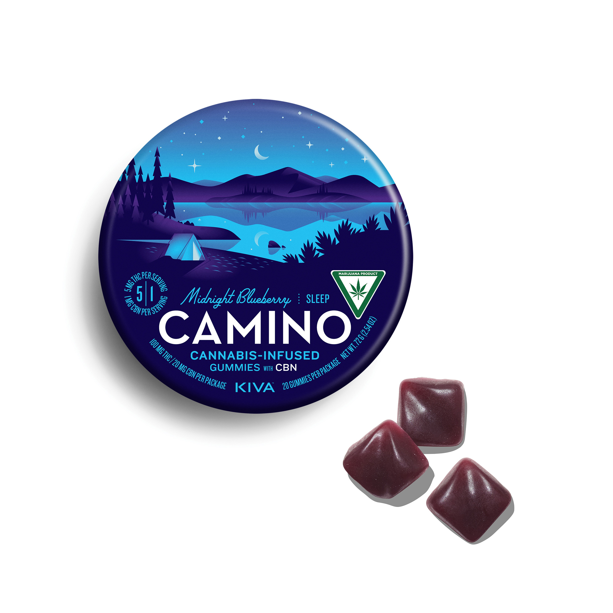 Photograph of Product: Midnight Blueberry Gummies (200mg THC/40mg CBN, 20 Pack)