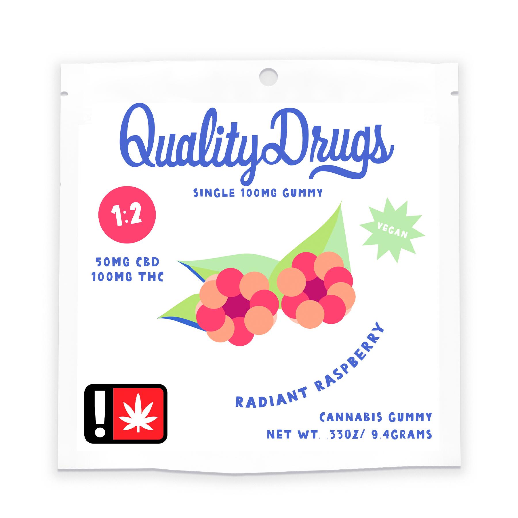 Photograph of product: Radiant Raspberry - 1:2 Single Gummy - Quality Drugs