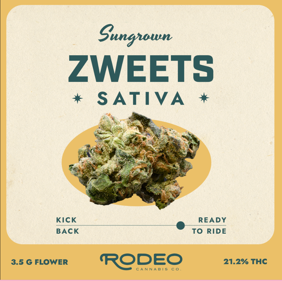 Photograph of product: Rodeo Sun Grown Z. Whole Flower 21.20% (S) 3.5g - 00239
