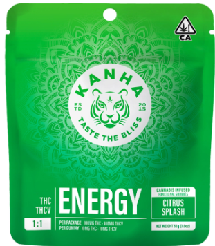 Photograph of product: 1:1 ENERGY THCV CITRUS SPLASH GUMMIES 10 PACK 100MG