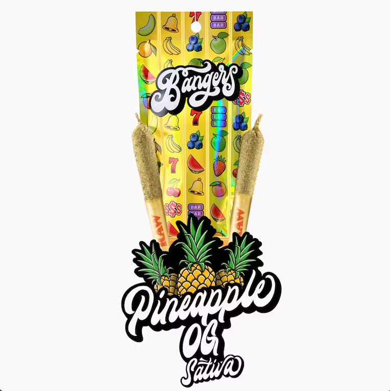 Photograph of product: Bangers Pineapple OG 2 pack infused prerolls (S) 1.2g