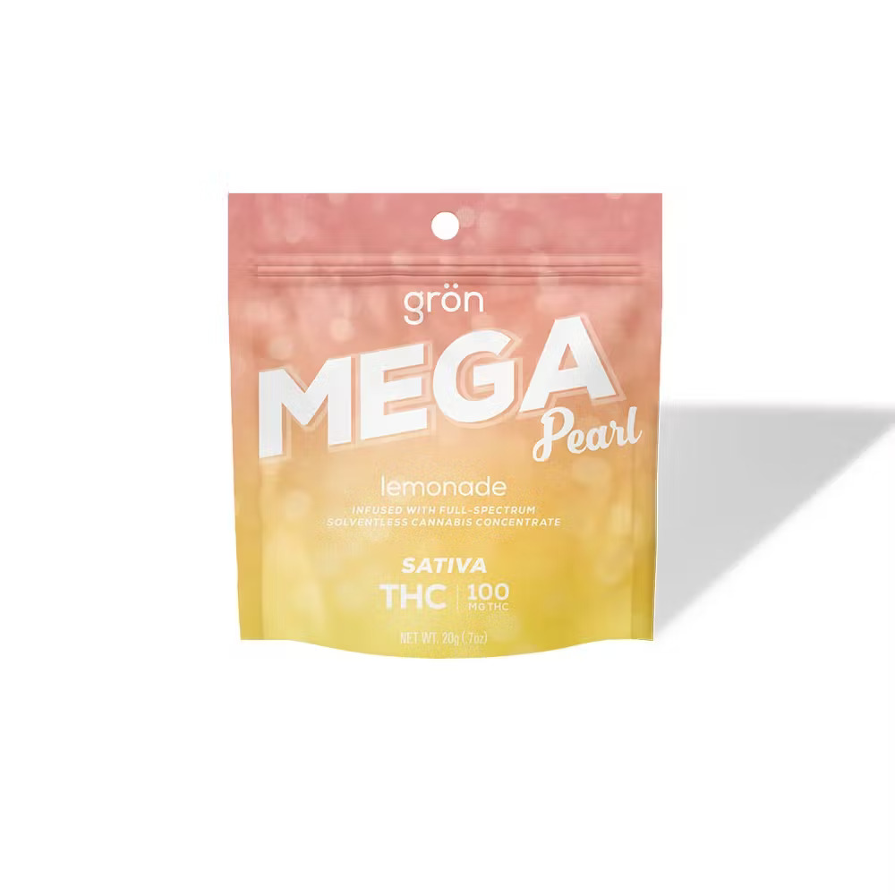 Photograph of product: GRN - MEGA PEARL - GUMMIES ROSIN - 100MG - 1PK - LEMONADE - Oui'd
