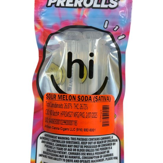 Photograph of product: Hi Canna - Sour Melon Soda 2PK Prerolls - 