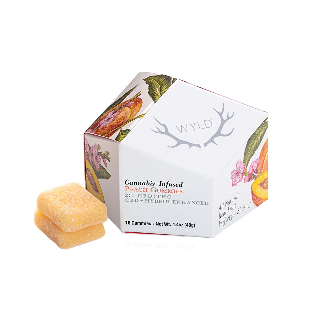 Photograph of product: Peach Gummy - 2:1 CBD:TH-oui - WYLD