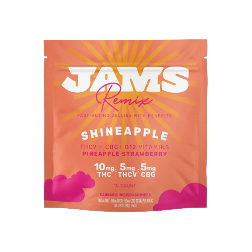 Photograph of product: Jams Remix 100mg Gummies - Shineapple 2:1:1 (TH-oui:TH-ouiv:CBG)