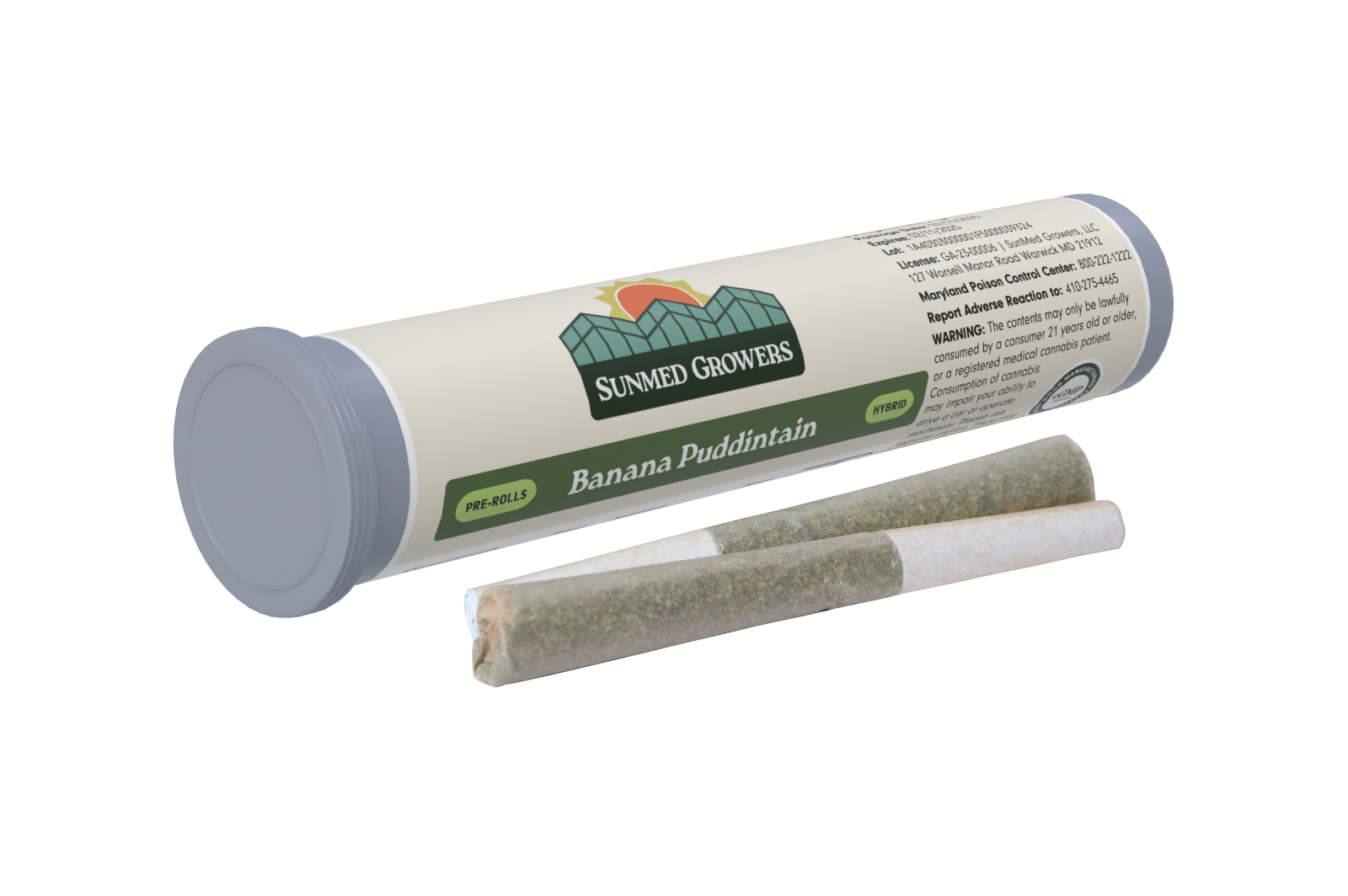 Photograph of product: SunMed Banana Puddintain 2pk of 0.5g Pre Rolls