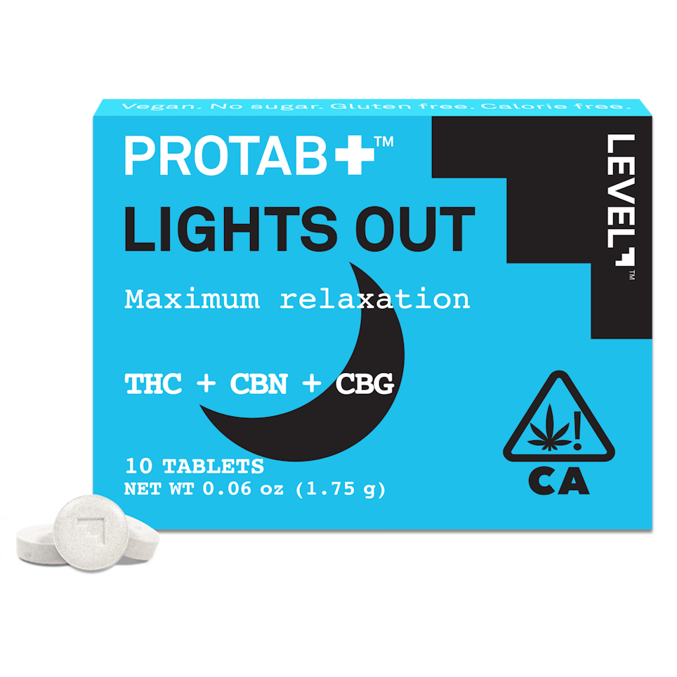 Photograph of product: Level | Lights Out | 5pk Protab+ Edible Tabs with CBN and CBD | 100mg | Oui'd