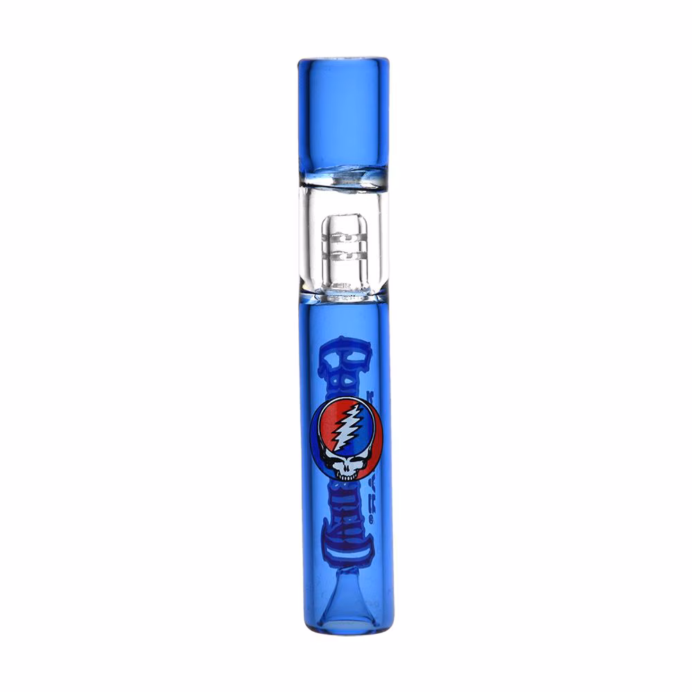 Photograph of product: Grateful Dead x Pulsar Glass Chillum | Built-In Ash Catcher