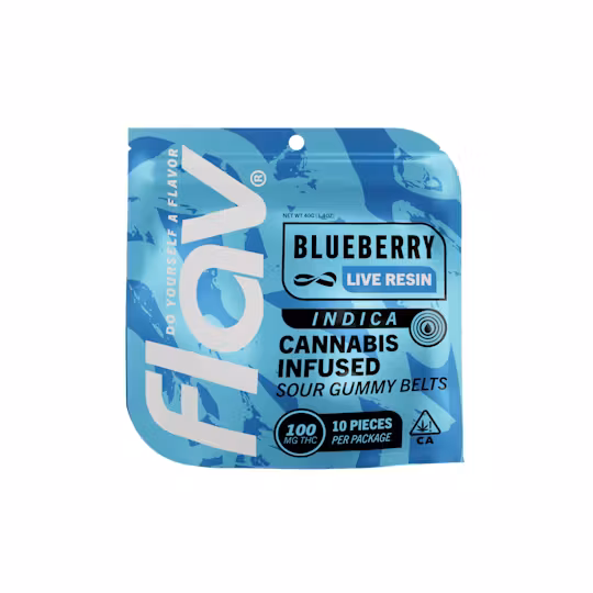 Photograph of product: 10-Pack Live Resin Sour Mega Belts 100mg - Blueberry