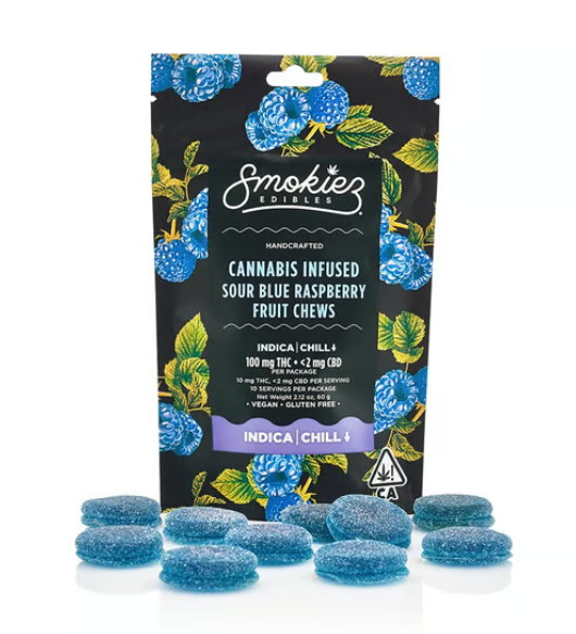 Photograph of product: Smokiez - Edible - Sour Blue Raspberry - (I) - 100mg