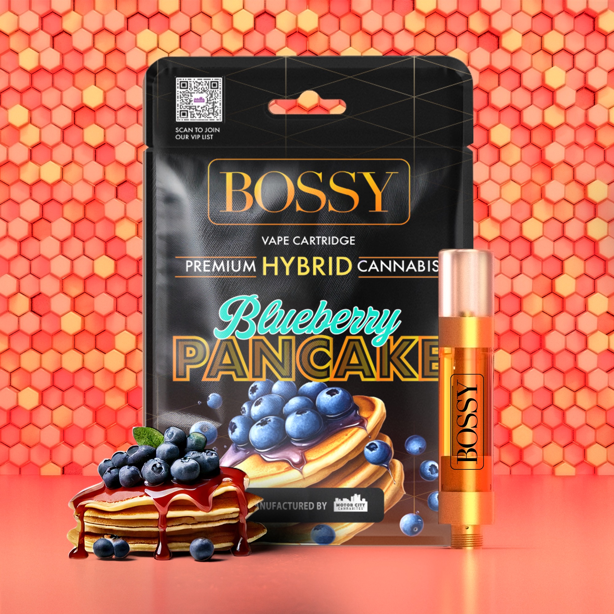 Photograph of product: Bossy - 1g Cart - Blueberry Pancake Hybrid