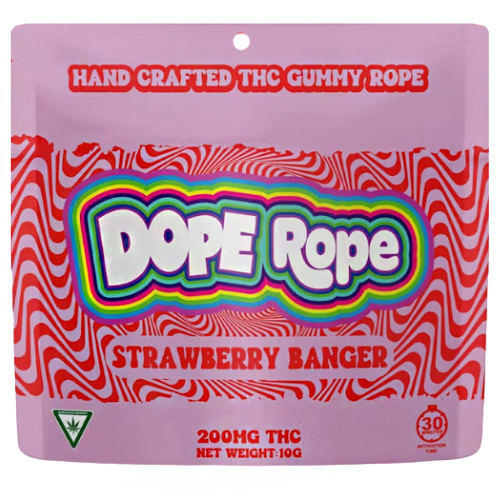 Photograph of product: Dope Rope Strawberry Banger Gummy Rope 200mg TH-oui