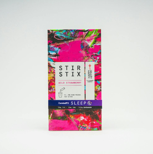 Photograph of product: Happy Valley CuratedFX Wild Strawberry Sleep Stir Stix X-Cell 5mg 10pk (50mg)