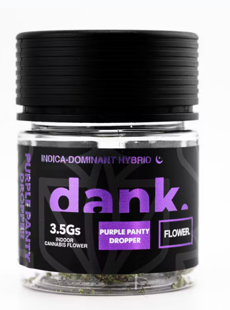 Photograph of product: Dank | Purple Panty Dropper | Whole Flower | 3.5G