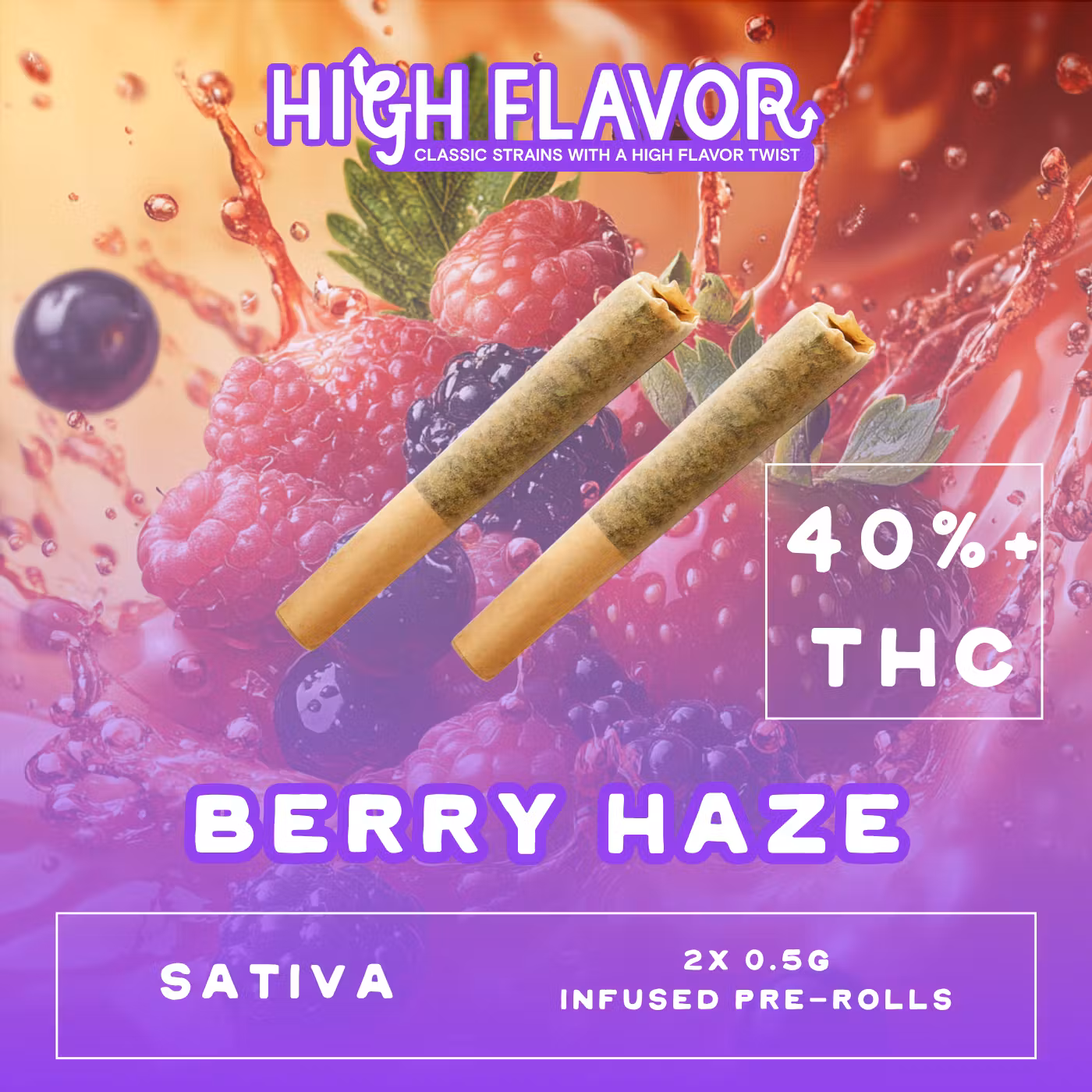 Photograph of product: 0.5g/2pk Berry Haze Infused Pre-Rolls | TAX INCLUDED