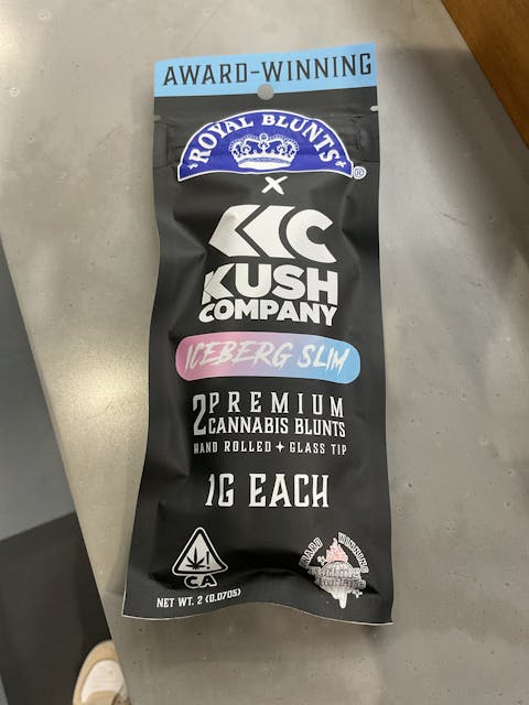 Photograph of product: Hand Rolled Cannarillo - Kush Company x Royal Blunts - Iceberg Slim - 2g (2pk) - 