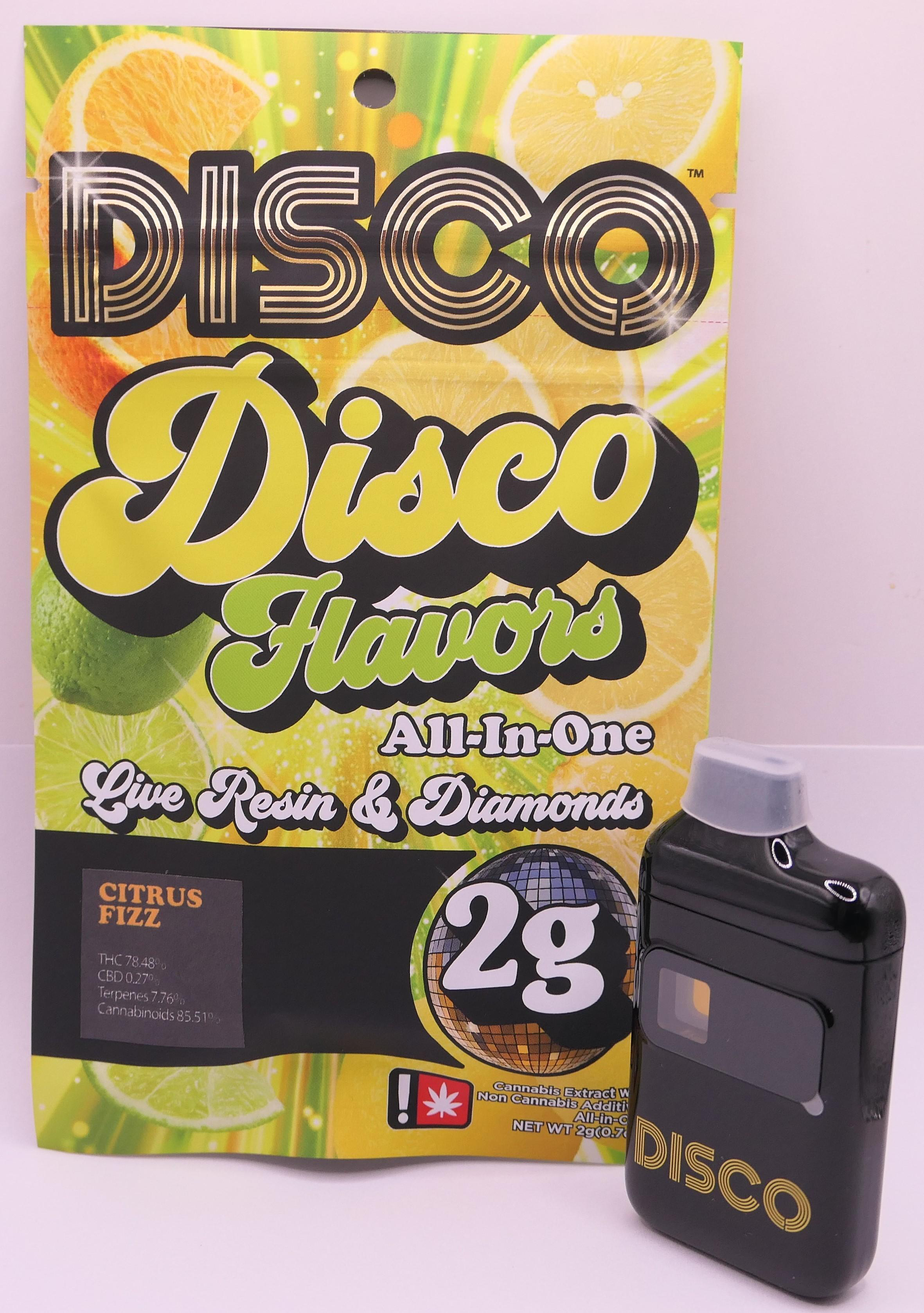 Photograph of product: Disco Dabs - Citrus Fizz (H) - Live Diamonds All-In-One Flavored Cartridge 1g
