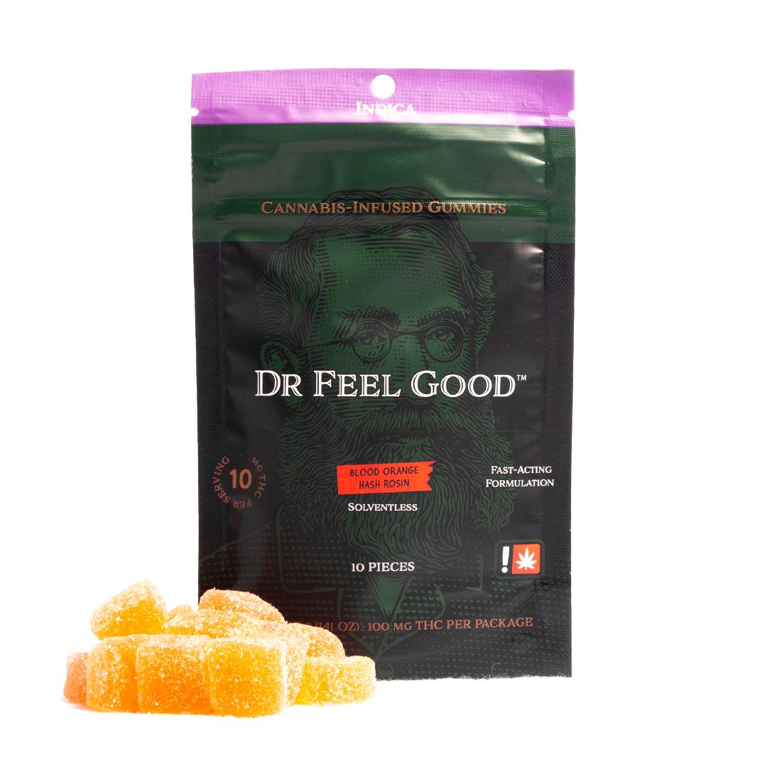 Photograph of product: Dr. Feel Good - Blood Orange (I) - Rosin Nano Gummies 10pc
