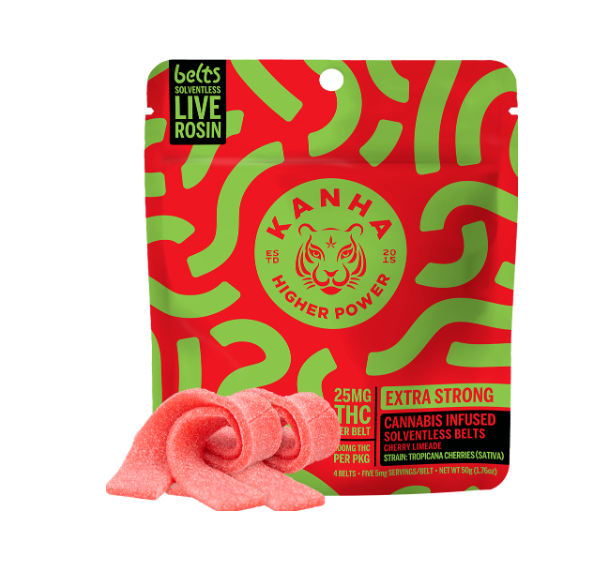 Photograph of product: Kanha Rosin Sour Belt 100mg Cherry Limeade