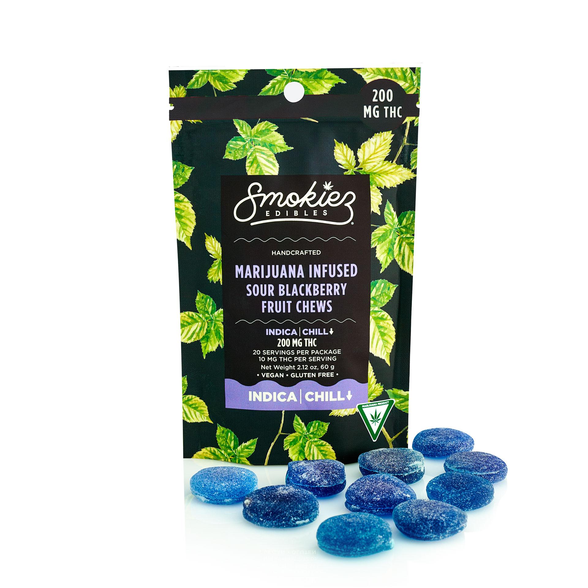 Photograph of Product: Smokiez Sour Blackberry (Indica) Fruit Chews