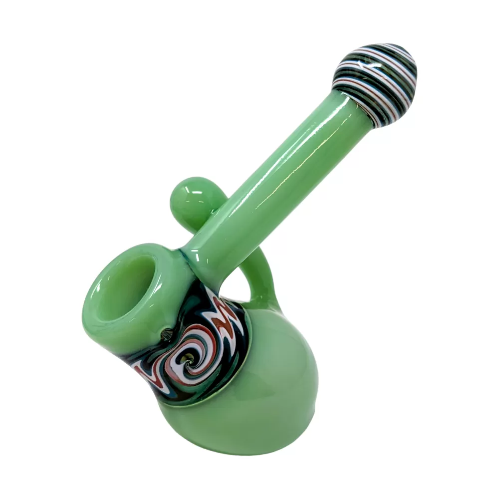 Photograph of product: 5" Slime Color Wig Wag Art Bubbler Hand Pipe - Mint