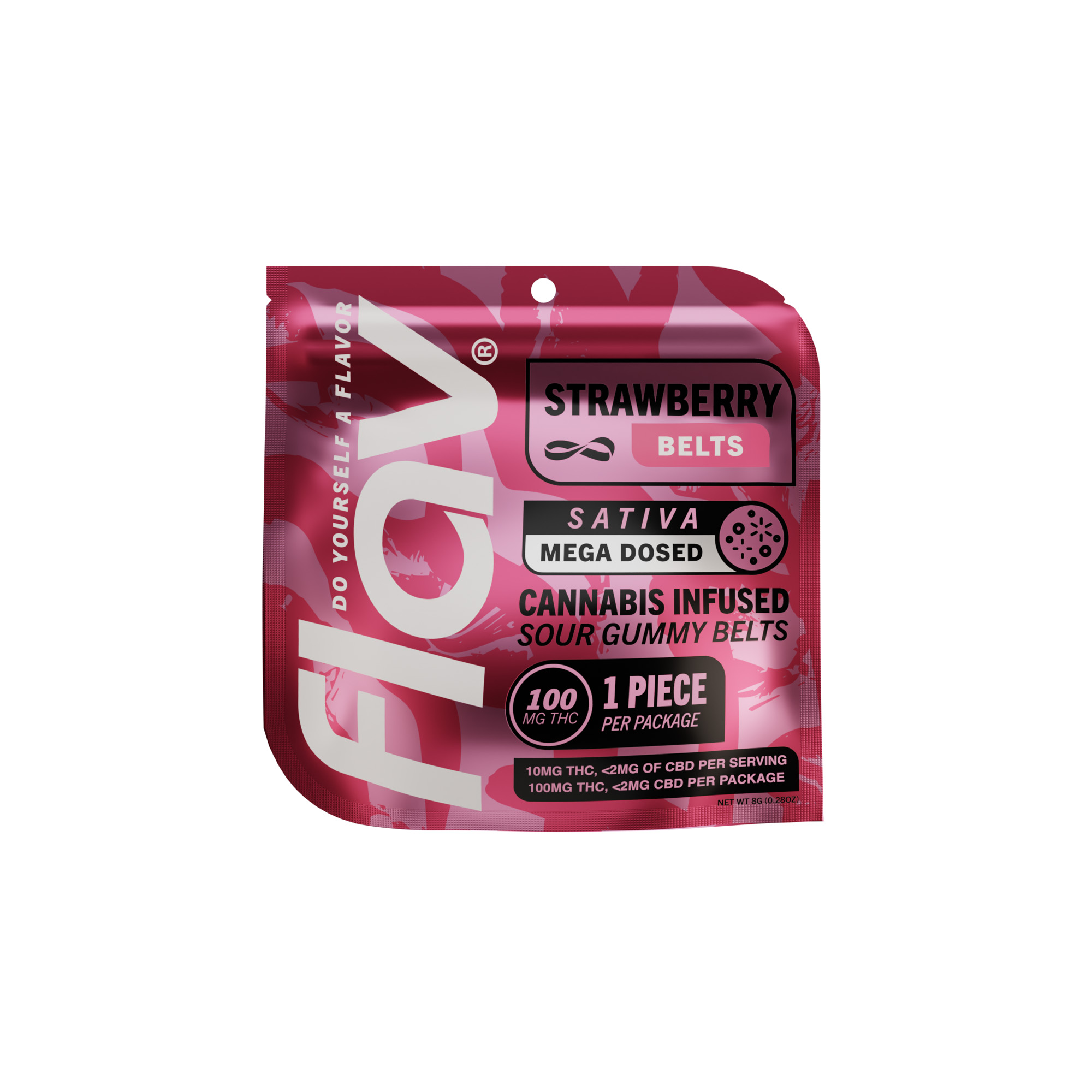 Photograph of product: Flav | Strawberry | Belts | 100mg | 1 Piece