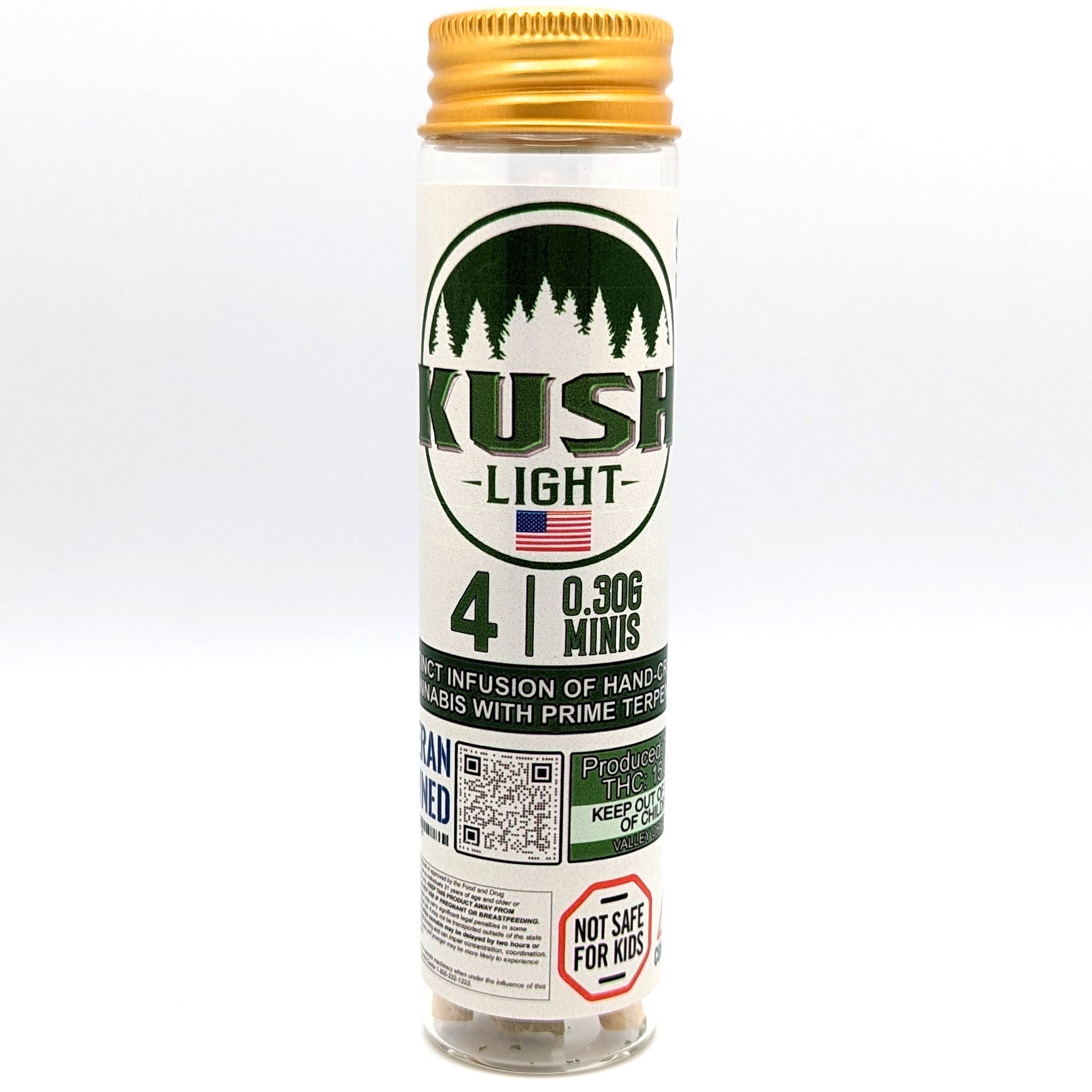 Photograph of product: Kush Light Mini Pre Roll 4 Pack 1.2g