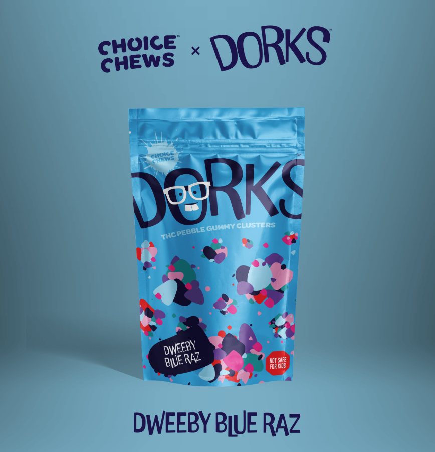 Photograph of product: CHOICE DORKS | DWEEBY BLUE RAZ | 200MG | Oui'd
