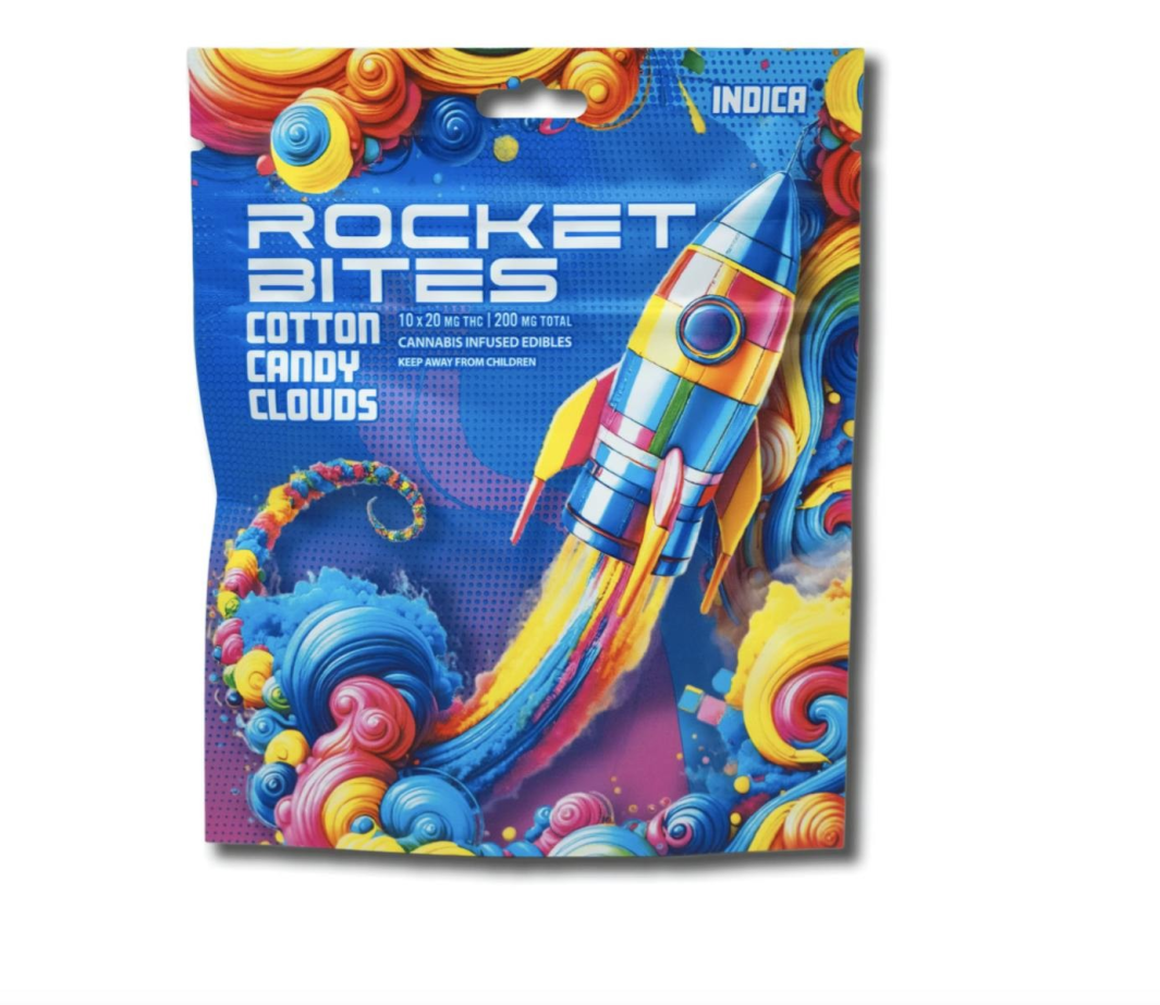 Photograph of product: ROCKET BITES | COTTON CLOUD | GUMMIES | Oui'd | 200MG | REC
