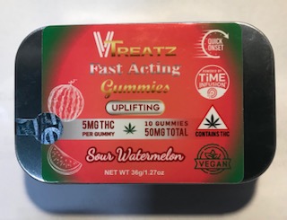 Photograph of product: v-treatz fast acting watermelon gummies 100 mg