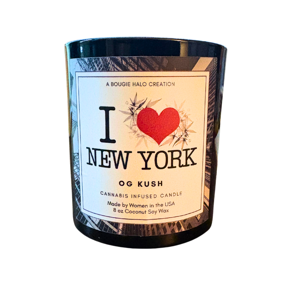 Photograph of product: Bougie Halo Oui'd I Love NY Infused Candle 8oz - OG Kush